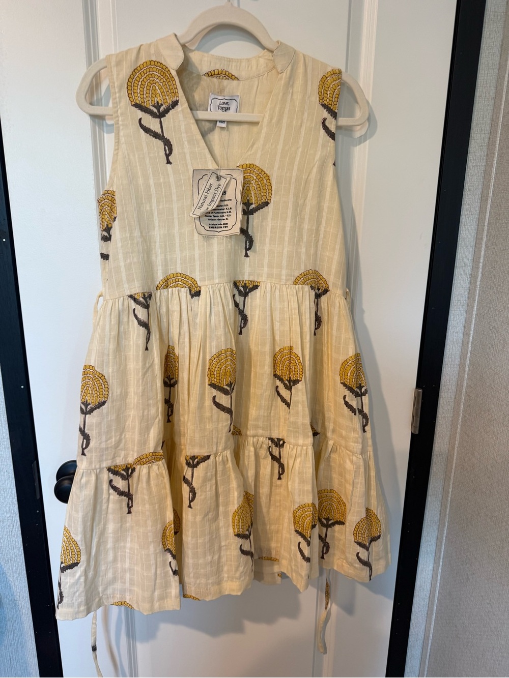 Emerson Fry Cream Dress with Yellow Floral Motif